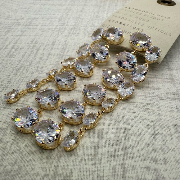 Anthropologie Jewelry - NWT Anthropologie 14k Gold Plated Parallel Crystal Drop Earrings ✨